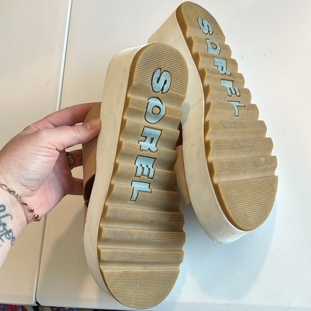 Sorel - 8, Beige, Tan Wedge Sandals - image 8